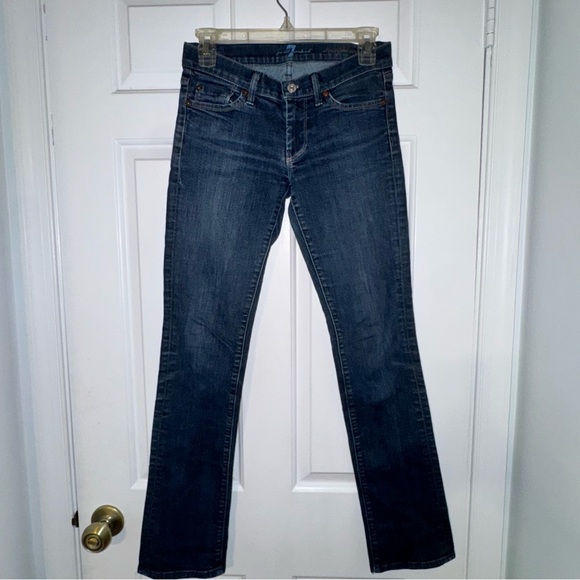7 For All Mankind 7FAM Dark Blue indigo Straight Leg Jeans 24 - Picture 2 of 11